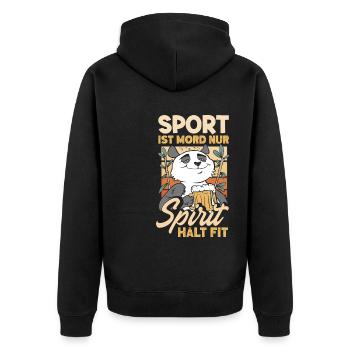 Sport ist Mord nur Sprit hält fit Biertrinker & - Unisex Premium Bio Zip Hoodie - Schwarz - Hinten - Nico (187cm)