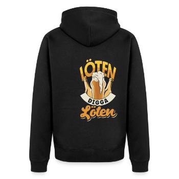 Löten Digga Löten Biertrinker & Bier Spruch - Unisex Premium Bio Zip Hoodie - Schwarz - Hinten - Nico (187cm)
