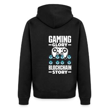 Cryptocurrency Rewards Gaming Blockchain Gamer - Unisex Premium Bio Zip Hoodie - Schwarz - Hinten - Nico (187cm)