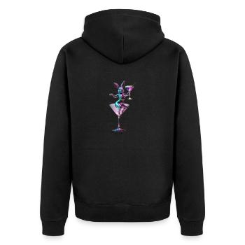 Cosmo Rabbit - Unisex Premium Bio Zip Hoodie - Schwarz - Hinten - Nico (187cm)