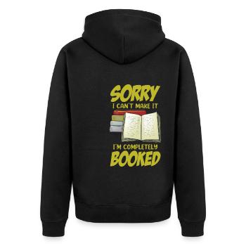 Funny Bookworm Book Lover Saying Reading - Unisex Premium Bio Zip Hoodie - Schwarz - Hinten - Nico (187cm)