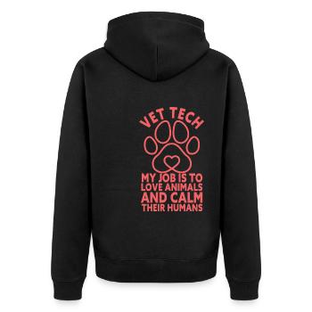Veterinary Technician Funny Vet Tech - Unisex Premium Bio Zip Hoodie - Schwarz - Hinten - Nico (187cm)