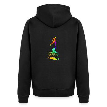 Triathlon couleurs arc-en-ciel polygone sport - Veste à capuche bio Premium Unisexe - noir - Dos - Nico (187cm)