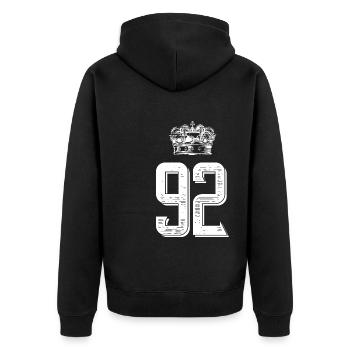 92 Number crown - Unisex Premium Organic Zip Hoodie - black - Back - Nico (187cm)