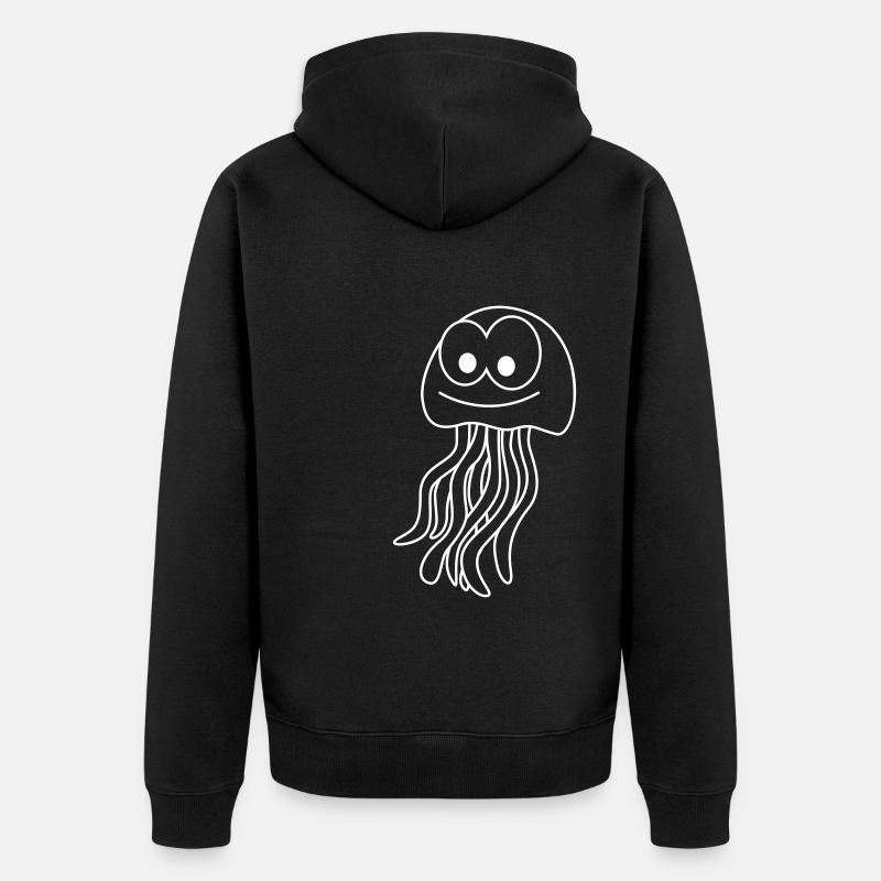 Qualle Comic Tier - Unisex Premium Bio Zip Hoodie - Schwarz