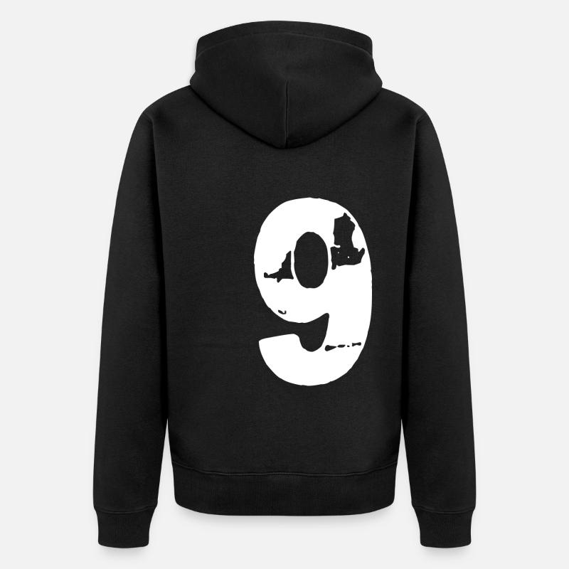 9 Maillot numéro - Veste à capuche bio Premium Unisexe - noir