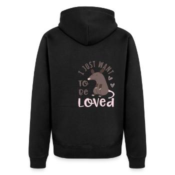 Joli rongeur Opossum Love Ironic - Veste à capuche bio Premium Unisexe - noir - Dos - Nico (187cm)