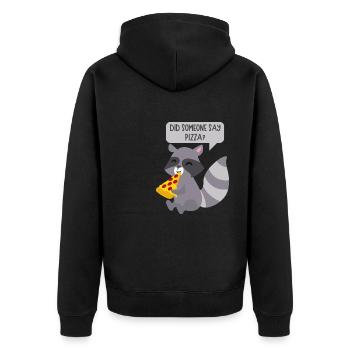 Raccoon Loves Pizza Ironic Saying Wild Animal - Unisex Premium Organic Zip Hoodie - black - Back - Nico (187cm)