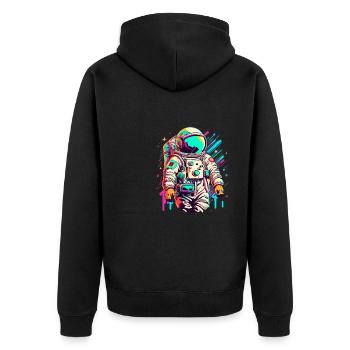 Astronaut Weltraum Raumfahrt - Unisex Premium Bio Zip Hoodie - Schwarz - Hinten - Nico (187cm)