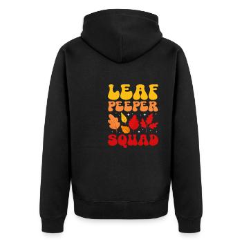 Leaf Peeper Squad Fall Season Leaf Collecting - Unisex Premium Bio Zip Hoodie - Schwarz - Hinten - Nico (187cm)