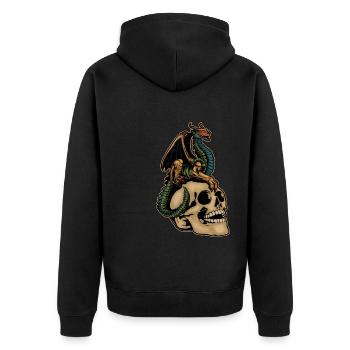 Scary Dragon & Creepy Skull Head Halloween Costume - Unisex Premium Organic Zip Hoodie - black - Back - Nico (187cm)