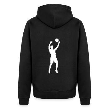 Volleyball Spieler Silhouette - Unisex Premium Bio Zip Hoodie - Schwarz - Hinten - Nico (187cm)