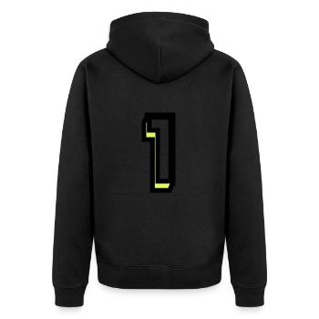 1. 1 AN. 1er ANNIVERSAIRE. ANNIVERSAIRE 1 AN - Veste à capuche bio Premium Unisexe - noir - Dos - Nico (187cm)