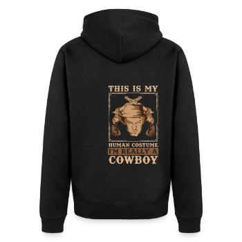 Cowboy Hut Pistole Texas Geschenk Lustiges Cowboy - Unisex Premium Bio Zip Hoodie - Schwarz - Hinten - Nico (187cm)