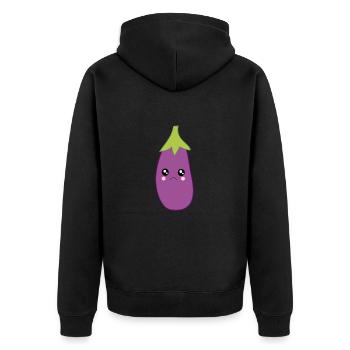 Aubergine Gemüse Kostüm Fasching Karneval - Unisex Premium Bio Zip Hoodie - Schwarz - Hinten - Nico (187cm)