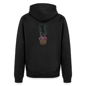 Pop Art Pinapple Wearing Pink Sunglasses - Unisex Premium Bio Zip Hoodie - Schwarz - Hinten - Nico (187cm)
