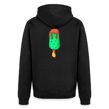 Eis Speiseeis Eiskrem Eiscreme Kugeleis Eisbecher - Unisex Premium Bio Zip Hoodie - Schwarz - Hinten - Nico (187cm)