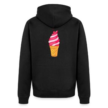 Crème glacée, crème glacée, crème glacée, crème glacée, boule, crème glacée, sundae - Veste à capuche bio Premium Unisexe - noir - Dos - Nico (187cm)