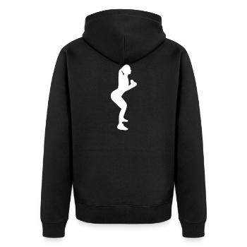 Gym Sport Kraftsport - Unisex Premium Bio Zip Hoodie - Schwarz - Hinten - Nico (187cm)