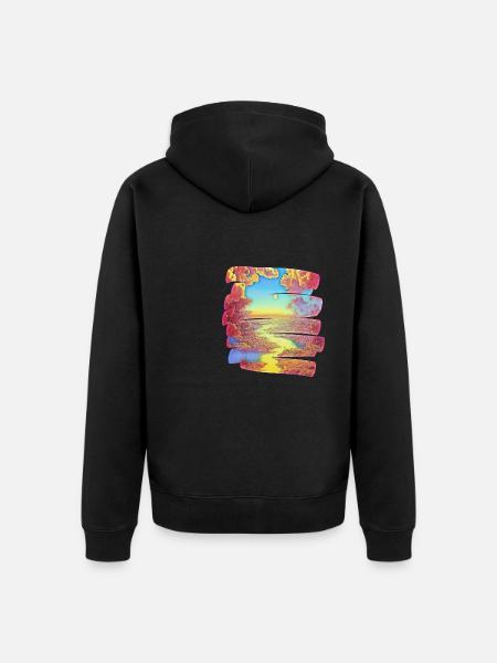 Brushstroke Dreamland with River | Gift - Unisex Premium Organic Zip Hoodie - black