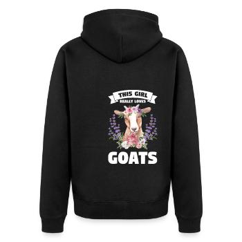 Ziegen Ziegenhof Geschenk - Unisex Premium Bio Zip Hoodie - Schwarz - Hinten - Nico (187cm)