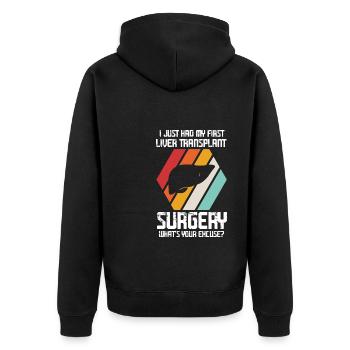 Lebertransplantation Chirurgie Lebertransplantatio - Unisex Premium Bio Zip Hoodie - Schwarz - Hinten - Nico (187cm)