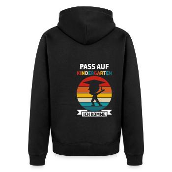 Kindergarten Anfang Kita-Kind Geschenk - Unisex Premium Bio Zip Hoodie - Schwarz - Hinten - Nico (187cm)