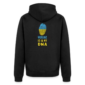 L'Ukraine est dans mon ADN/idée cadeau - Veste à capuche bio Premium Unisexe - noir - Dos - Nico (187cm)