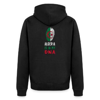 Algerien ist in meiner DNA Design / Geschenkidee - Unisex Premium Bio Zip Hoodie - Schwarz - Hinten - Nico (187cm)