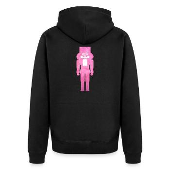 Nussknacker Plüsch flauschig Weihnachten rosa cool - Unisex Premium Bio Zip Hoodie - Schwarz - Hinten - Nico (187cm)