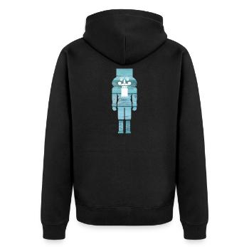 Nussknacker Holz hellblau Maserung Weihnachten - Unisex Premium Bio Zip Hoodie - Schwarz - Hinten - Nico (187cm)
