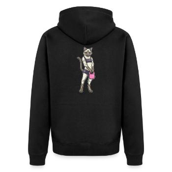 Siamkatze Bodybuilder Hantel Bodybuilding - Unisex Premium Bio Zip Hoodie - Schwarz - Hinten - Nico (187cm)