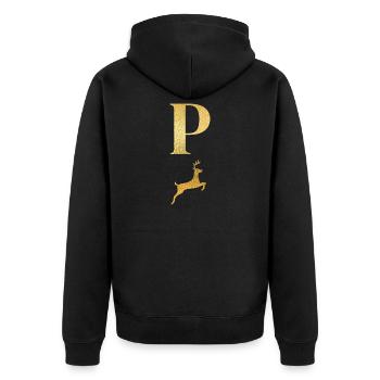 Letter p golden deer - gift idea - Unisex Premium Organic Zip Hoodie - black - Back - Nico (187cm)