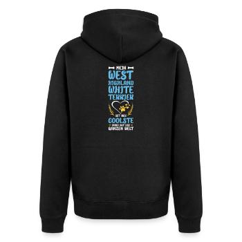 Mein West Highland White Terrier - Unisex Premium Bio Zip Hoodie - Schwarz - Hinten - Nico (187cm)