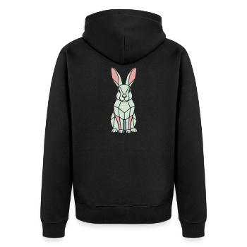 Geometrischer Hase Low Poly Modern - Unisex Premium Bio Zip Hoodie - Schwarz - Hinten - Nico (187cm)