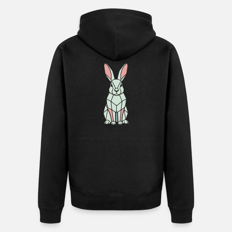 Geometric Bunny Low Poly Modern - Veste à capuche bio Premium Unisexe - noir