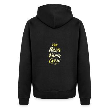 Ibiza Party Crew Krone - Unisex Premium Bio Zip Hoodie - Schwarz - Hinten - Nico (187cm)