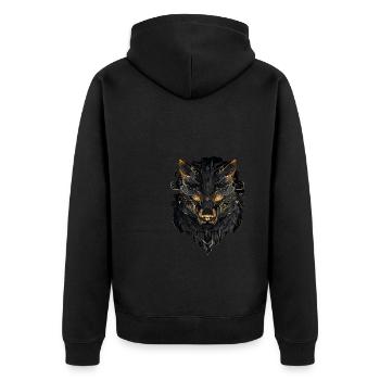 Power - Unisex Premium Bio Zip Hoodie - Schwarz - Hinten - Nico (187cm)