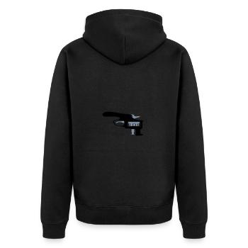 Revolver - Unisex Premium Bio Zip Hoodie - Schwarz - Hinten - Nico (187cm)