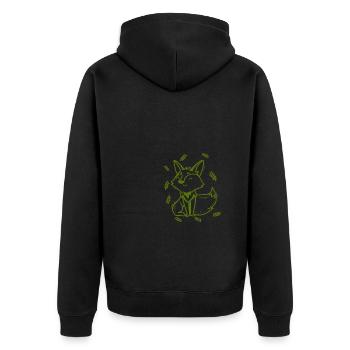 Fuchs - Tier Zoo Tierfreund Naturschutz - Unisex Premium Bio Zip Hoodie - Schwarz - Hinten - Nico (187cm)