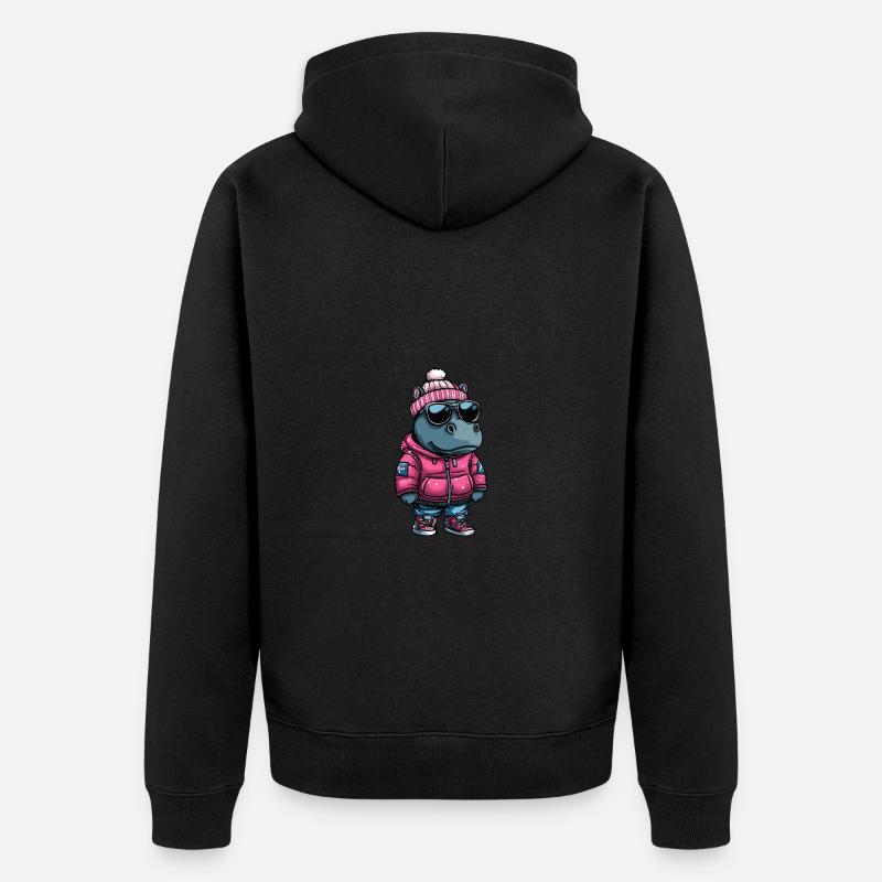 Nilpferd Winter - Unisex Premium Bio Zip Hoodie - Schwarz