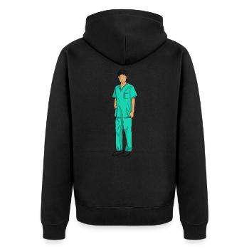 Nurse Nurse - Unisex Premium Organic Zip Hoodie - black - Back - Nico (187cm)