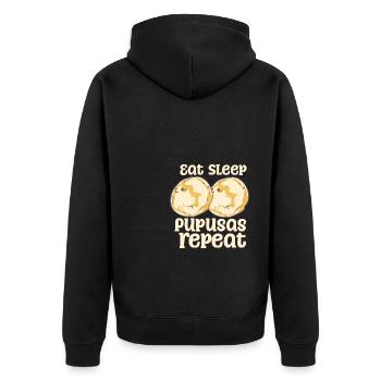 Eat Sleep Pupusas Repeat - Unisex Premium Bio Zip Hoodie - Schwarz - Hinten - Nico (187cm)