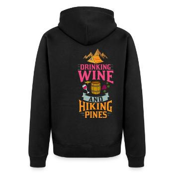 Camping Wine Drinker Beginner Camper Hiking - Unisex Premium Organic Zip Hoodie - black - Back - Nico (187cm)