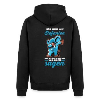 Dickhäuter Rüsseltier Dabbing Elefant - Unisex Premium Bio Zip Hoodie - Schwarz - Hinten - Nico (187cm)