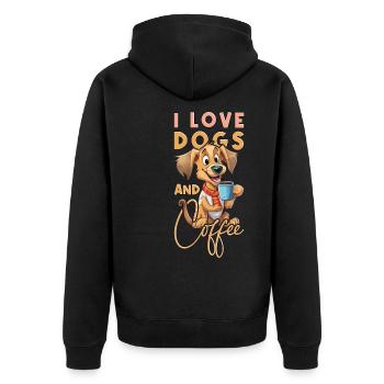 Café de chien J’aime les chiens et le café Dire drôle - Veste à capuche bio Premium Unisexe - noir - Dos - Nico (187cm)