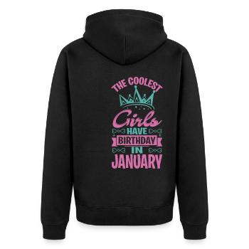 Anniversaire des filles et des enfants en janvier - Veste à capuche bio Premium Unisexe - noir - Dos - Nico (187cm)
