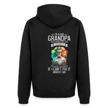 Kernenergie Design für Erneuerbare Kernenergie - Unisex Premium Bio Zip Hoodie - Schwarz - Hinten - Nico (187cm)