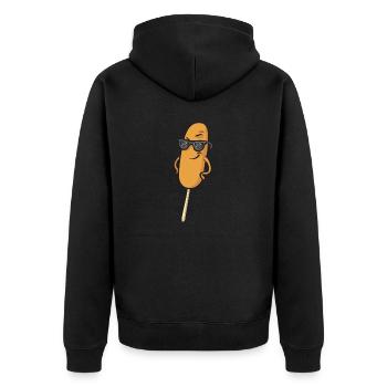 Corn Dog Corndog - Unisex Premium Organic Zip Hoodie - black - Back - Nico (187cm)