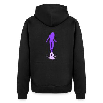 DJ Party Frau Tanzt Schatten Spiegelung Silhouette - Unisex Premium Bio Zip Hoodie - Schwarz - Hinten - Nico (187cm)
